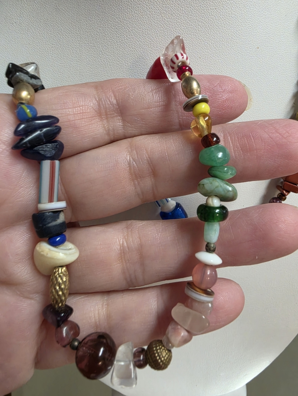 Artisan Multi-Color Mixed Glass & Stone Necklace - Picture 5 of 7